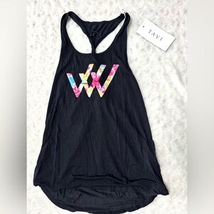 NWT- TAVI x ROW HOUSE Women's Black twisted back colorful Tie Dye Tank Top
